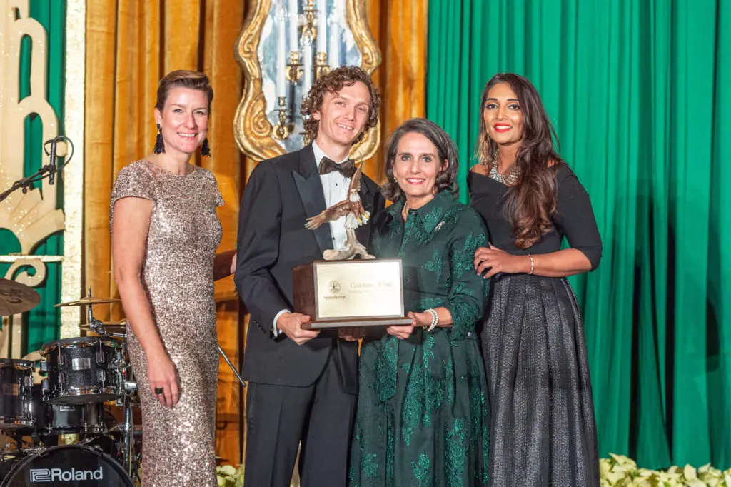Starlee Sykes, Stuart Nelson, Constance White, Heetal Patel at the Spindletop Charities Holiday Gala (Photo by Fulton Davenport/PWL Studio)