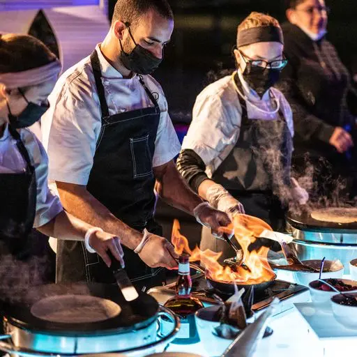 Wolgang Puck Catering food stations fueled the AT&T Performing Arts Center Auxiliary Board's annual benefit. 