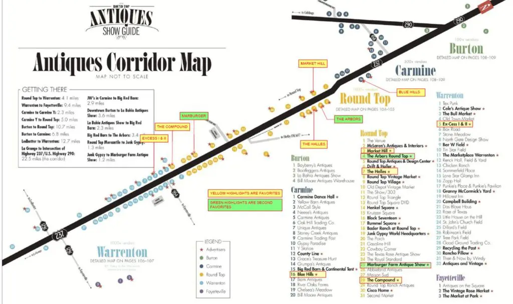 Get the "lay of the land" with the Antiques Corridor Map.