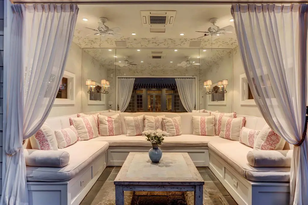The chic pavilion that overlooks the pool at 1821 Sharp Place in River Oaks. (Photo by TK Images)