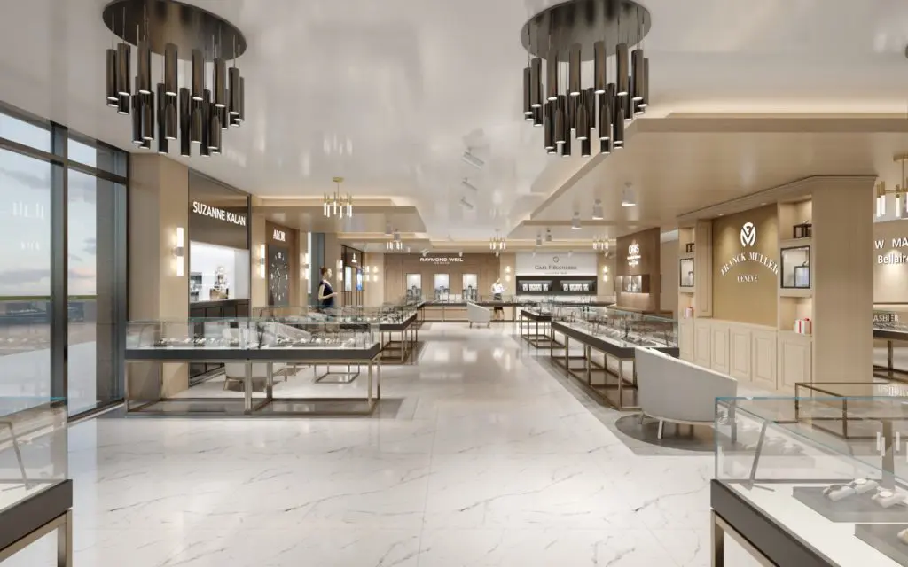 Identity Architects has been tasked with the refresh of I W Marks Jewelers bringing a contemporary vibe to the 7,500 square foot boutique. (Rendering courtesy of Identity Architects)