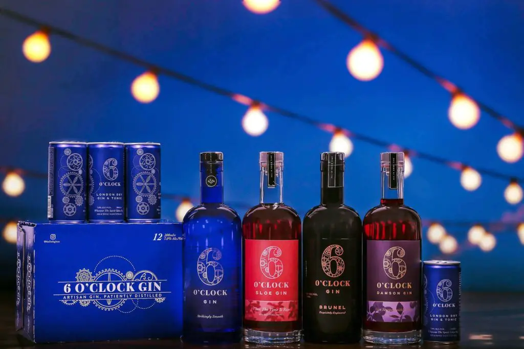 6'Oclock Gin's lineup includes a Sloe Gin and the Brunel. (Courtesy 6'Oclock Gin)
