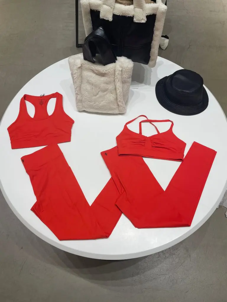 Bandier All Access Set – Front Row Bra, $68, Strappy Low Impact Bra, $58, Center Stage Legging, $98