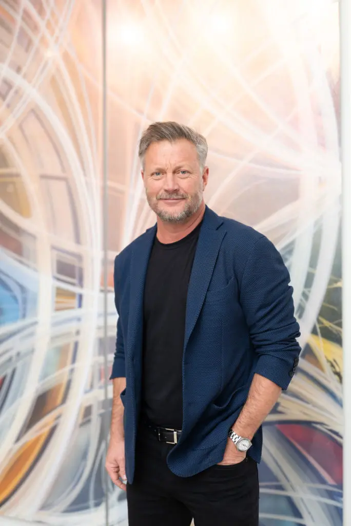 Artist Christopher Martin at the opening of his namesake gallery in the Upper Kirby District's Gallery Row in Houston. (Photo by Daniel Ortiz)