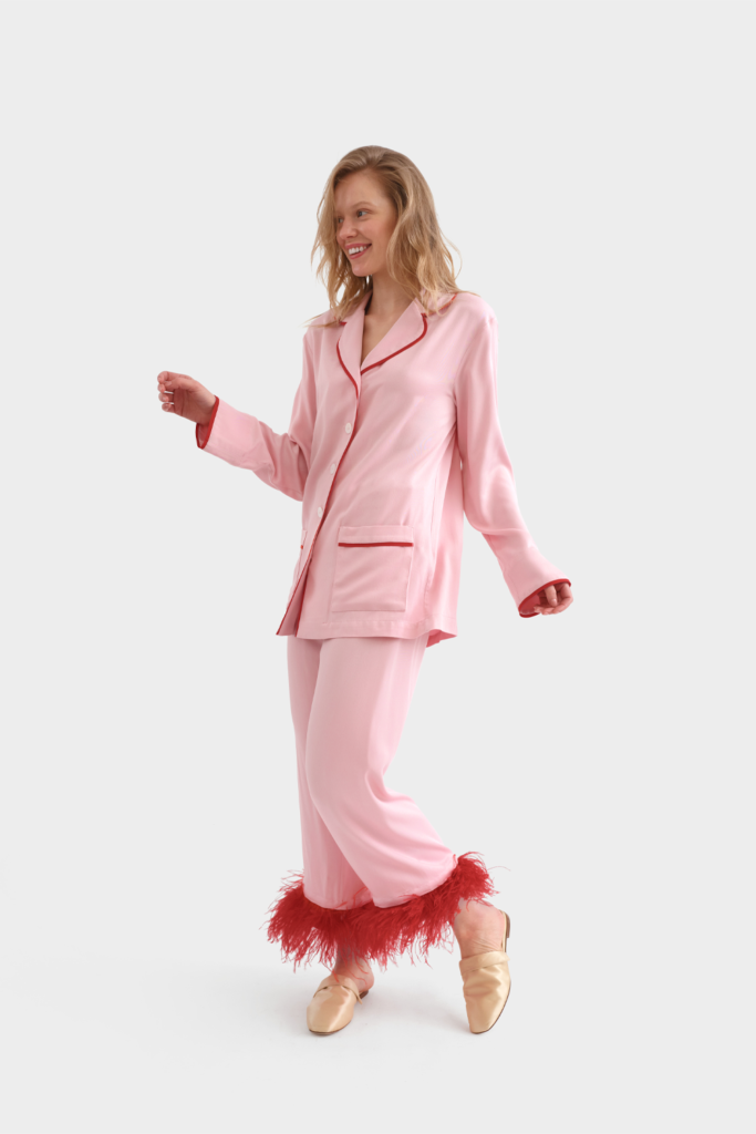 Sleeper Party Pajama Set with Feathers available at MARKET, $290