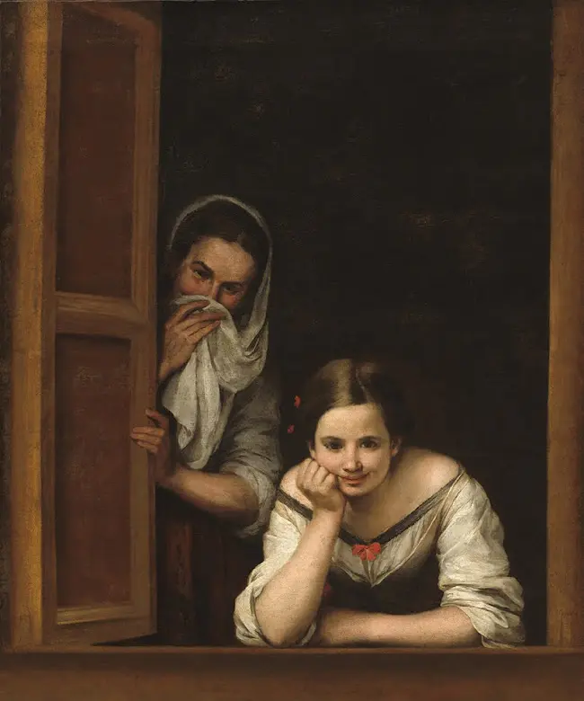 Two Women at a Window (1655-60) by Bartolome Esteban Murillo.