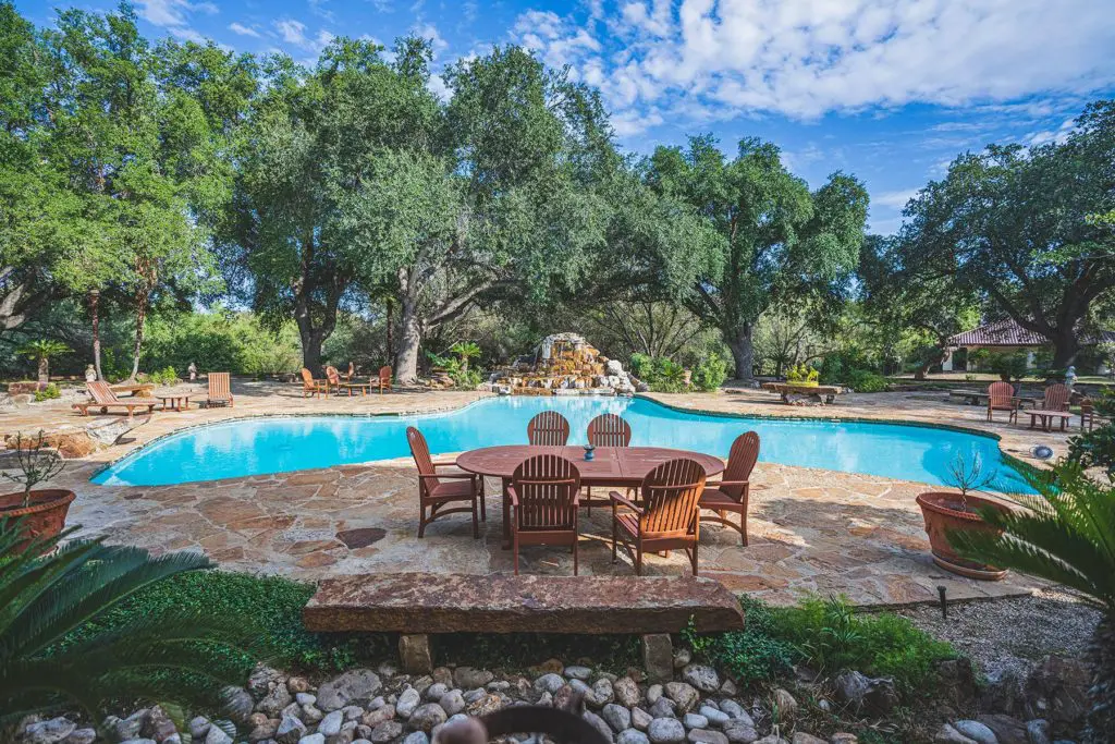The 12,000 square feet of outdoor entertaining area at Crawford Ranch.