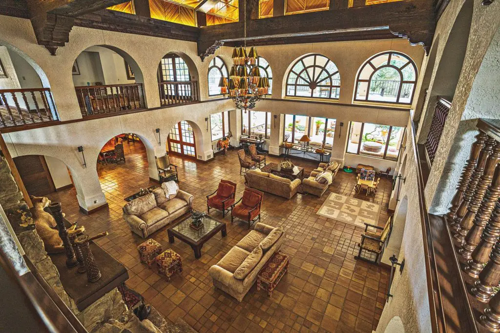 An overhead view into the Great Room at Crawford Ranch.