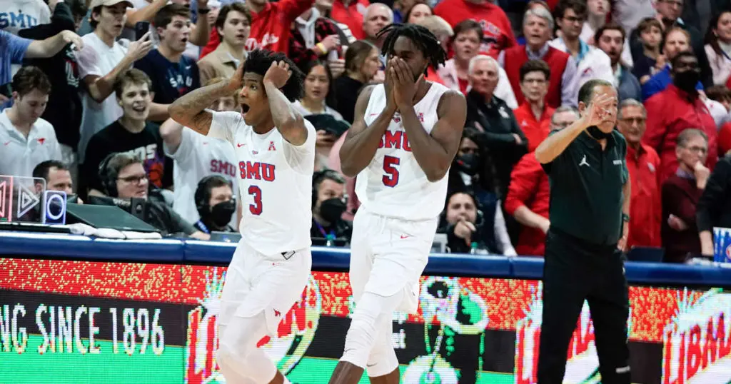 SMU star guard Kendrick Davis and Emmanuel Bandoumel almost couldn't believe the win over No. 6 Houston.