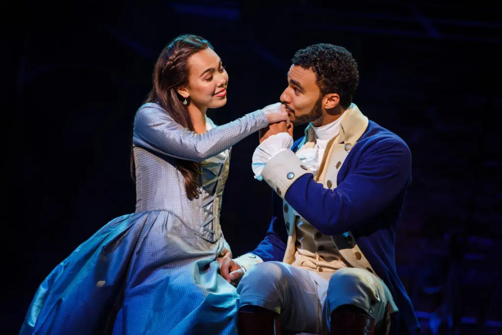 There's still time for romance when building a nation in Hamilton.  (Photo by Joan Marcus)