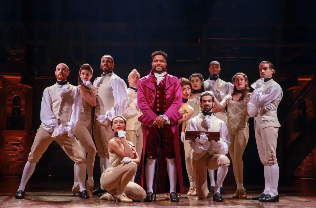 The cast of Hamilton.  (Photo by Joan Marcus)