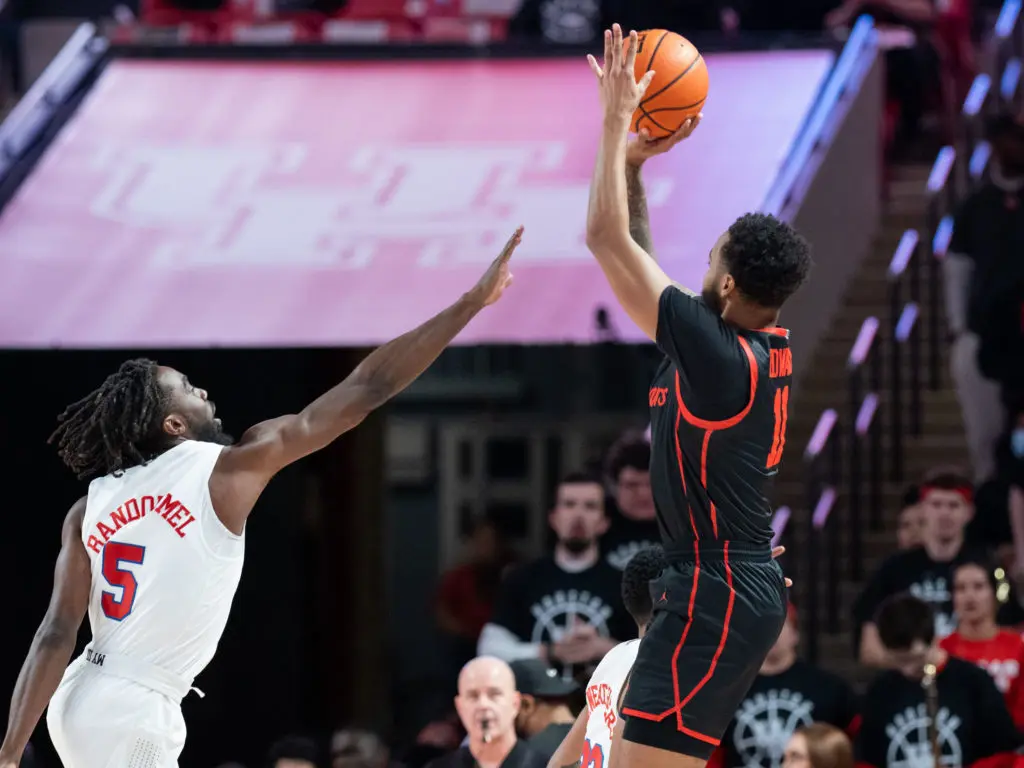 University of Houston guard Kyler Edwards makes a difference when his shot is falling. And when it's not. (Photo by F. Carter Smith)