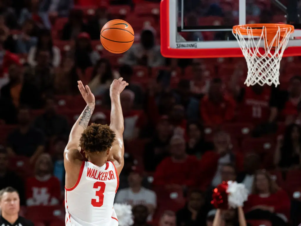 Houston guard Ramon Walker Jr. hit some big threes for a shorthanded Houston team. (Photo by F. Carter Smith)