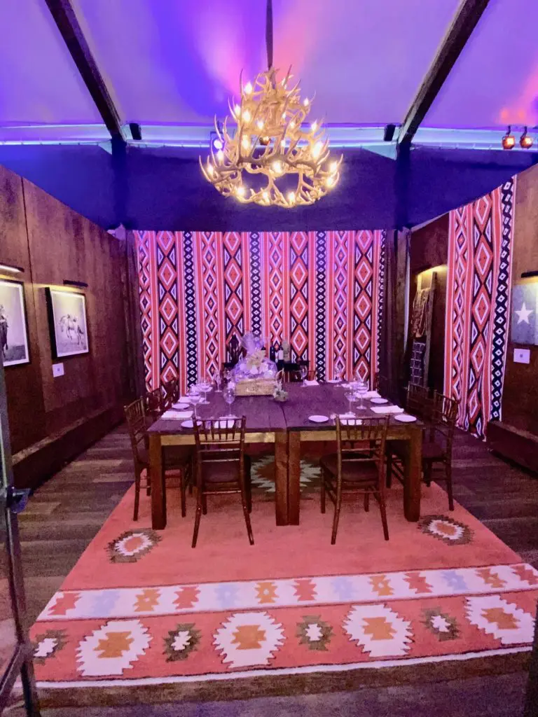 A private dining room at The Ranch Saloon + Steakhouse, Berg Hospitality Group's entry at the Houston Livestock Show and Rodeo. (Photo by Shelby Hodge)