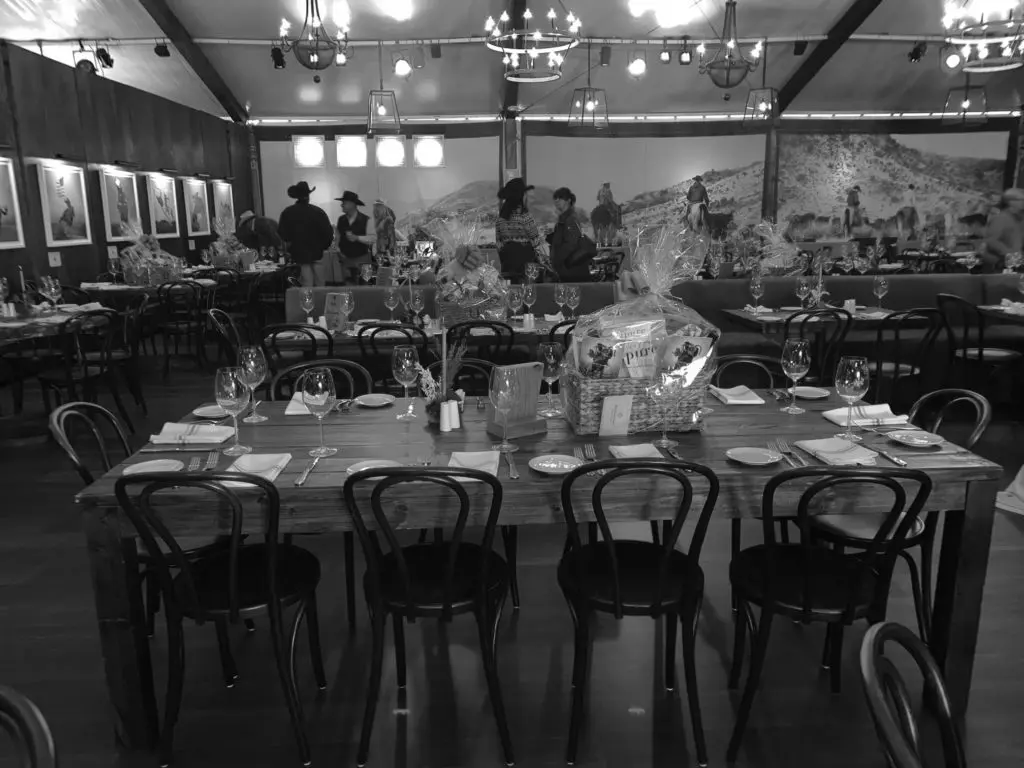 The main dining room at The Ranch Saloon + Steakhouse, Berg Hospitality Group's entry at the Houston Livestock Show and Rodeo. (Photo by Shelby Hodge)