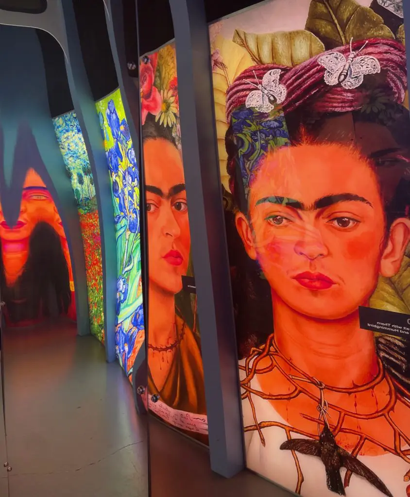 The dramatic entrance into the Houston presentation of "Immersive Frida Kahlo." (Photo by Vivian Phillips)