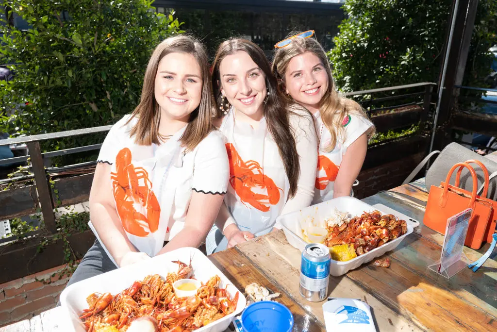 Liza Crawford, Kalen Wootan, Daniella Sanchez at the Crawfish for a Cause fundraiser. (Photo by Daniel Ortiz)