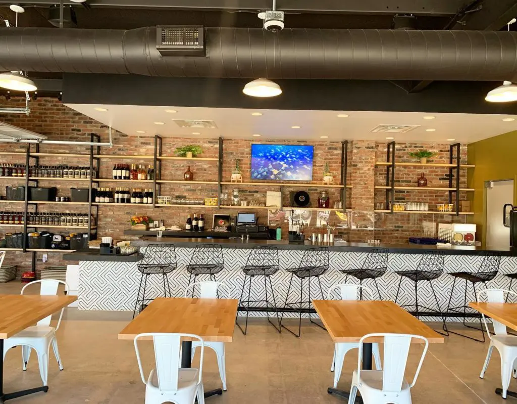 Lockwood Distilling's casual interior opens to the outdoors for spring.