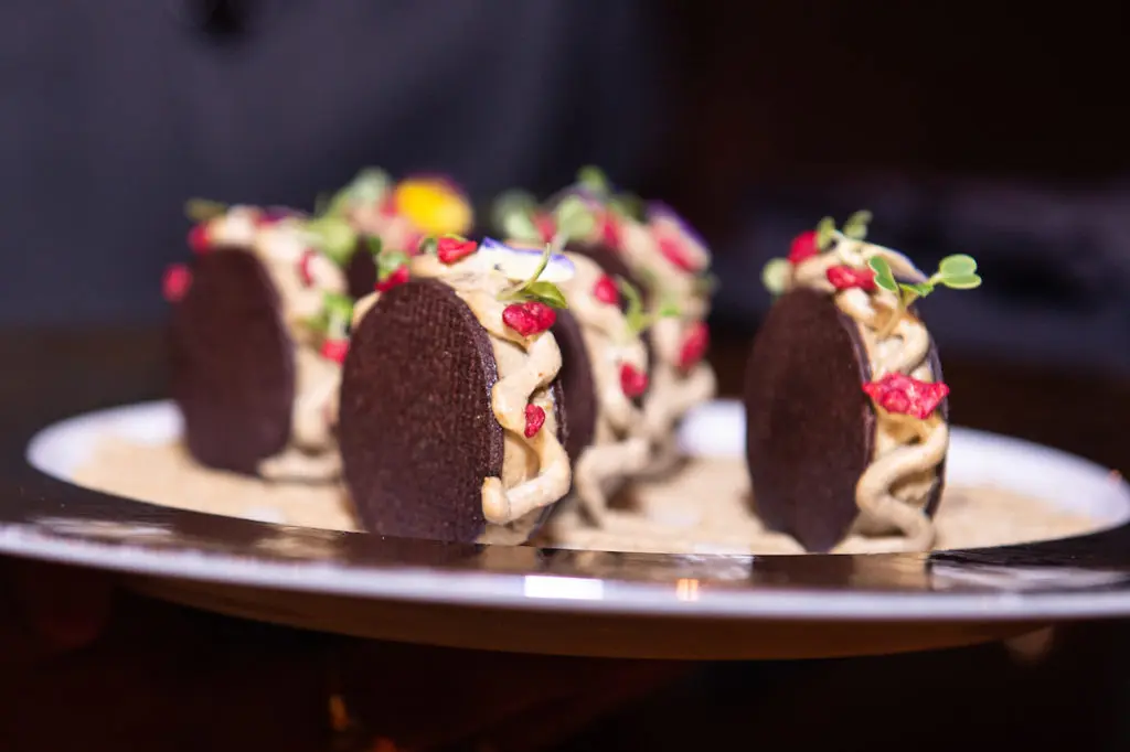 Foie gras cookies were among appetizers served at Musaafer for The Galleria/PaperCity Spring Luncheon. (Photo by Wilson Parish)