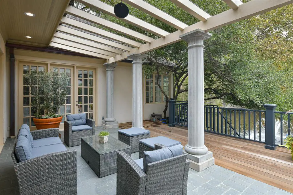 A creekside view from the first-floor terrace. 