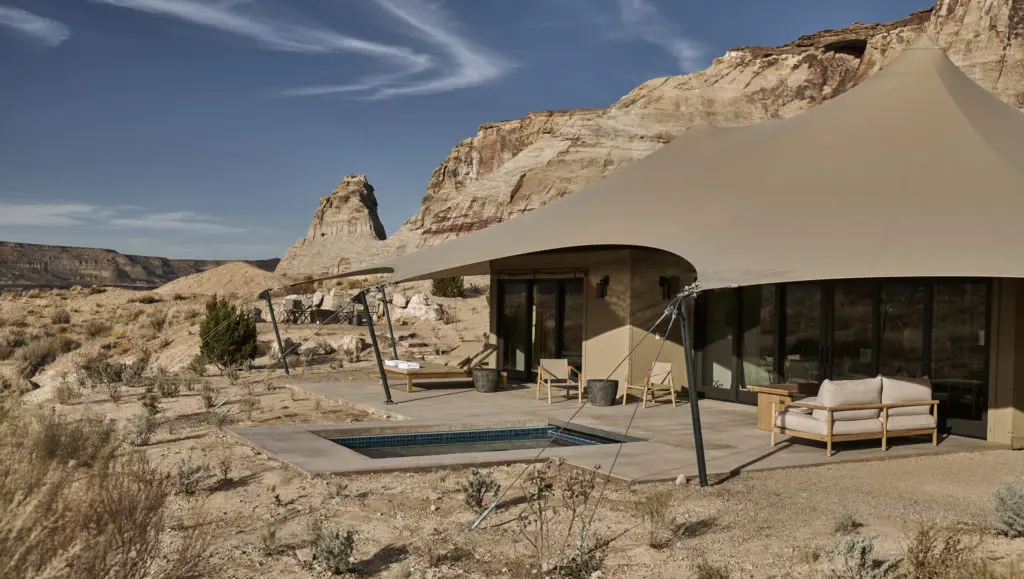 Each Camp Sarika pavilion brings jaw dropping views. (Photo courtesy of Amangiri)