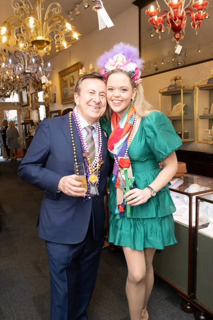 Chef Daniel & Katherine Boulud at the walking parade watch party at Valobra Master Jewelers in New Orleans. (Photo by Daniel Ortiz)