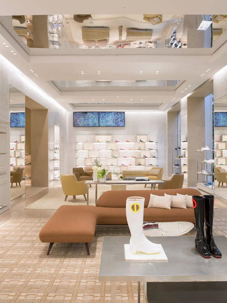 The shoe gallery inside the new Dior boutique. (Photo by  © Kristen Pelou)