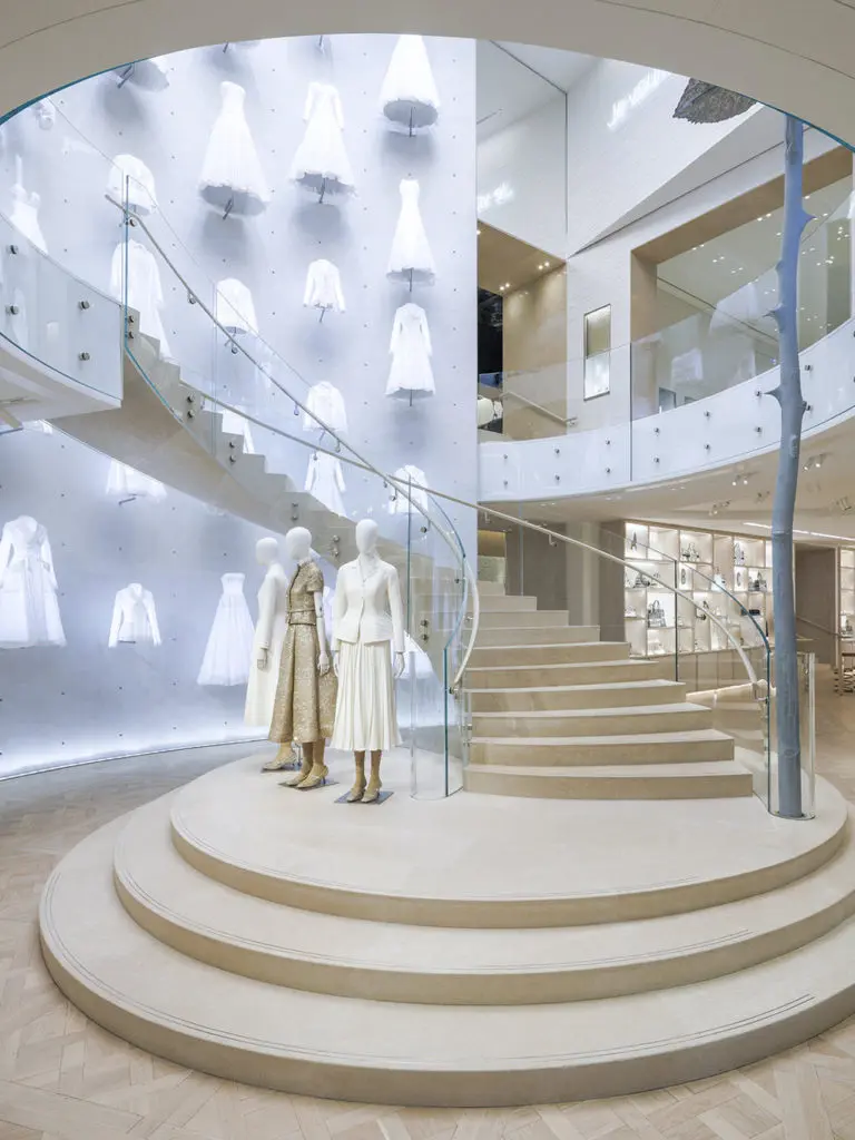 Modern luxury at Dior's newly reopened boutique in Paris.  (Photo by  © Kristen Pelou)
