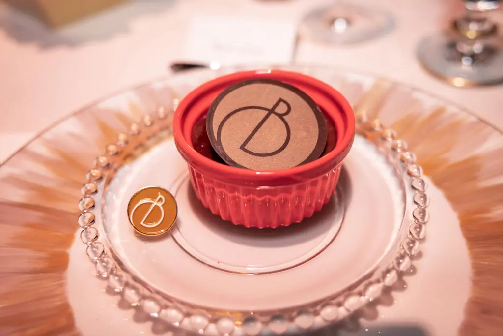 Guests enjoyed a chocolate crème brûlée dessert emblazoned with the new Broadway Dallas logo. (Photo by Thomas Garza Photography)