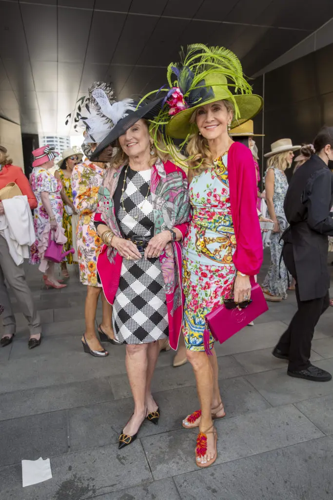 Denise Monteleone, Jana Arnoldy at Hermann Park Conservancy's Hats in the Park luncheon (Photo by Jenny Antill)