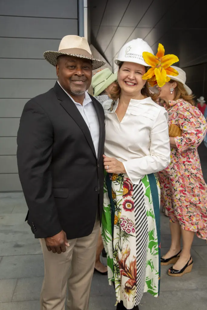 Kenneth Allen, Doreen Stoller at Hermann Park Conservancy's Hats in the Park luncheon (Photo by Jenny Antill)