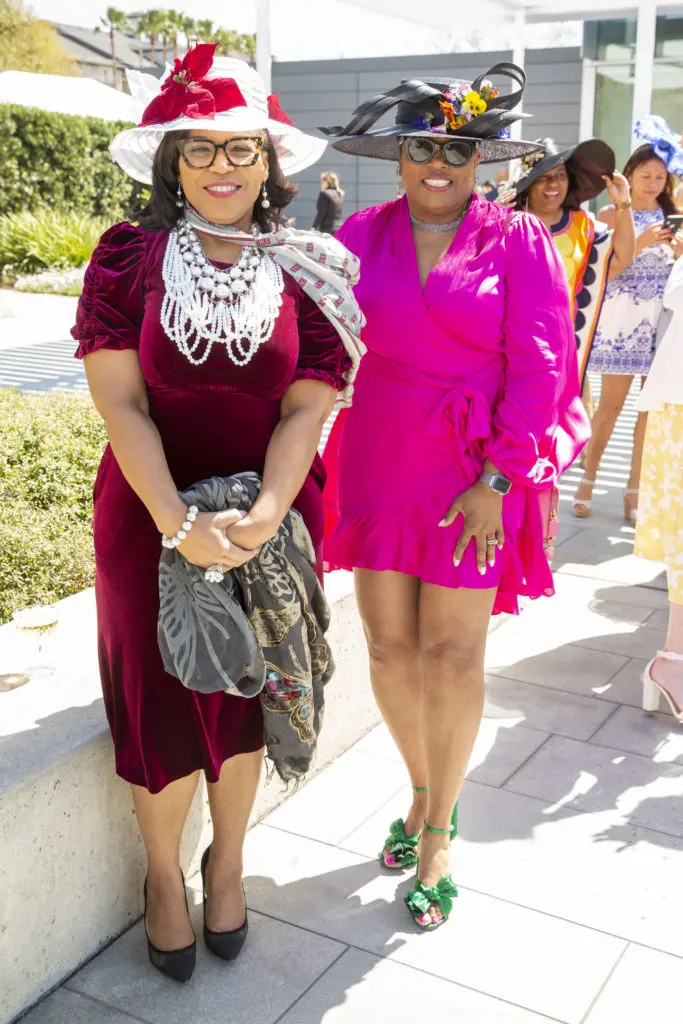 Lesia Young, Demetra Jones at Hermann Park Conservancy's Hats in the Park luncheon (Photo by Jenny Antill)