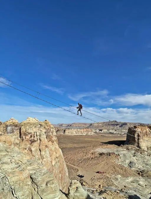 Part of the Via Ferrata experience is the Cave Peak Stairway, a 120 step installation raising 400 feet. (Photo courtesy of Amangiri)