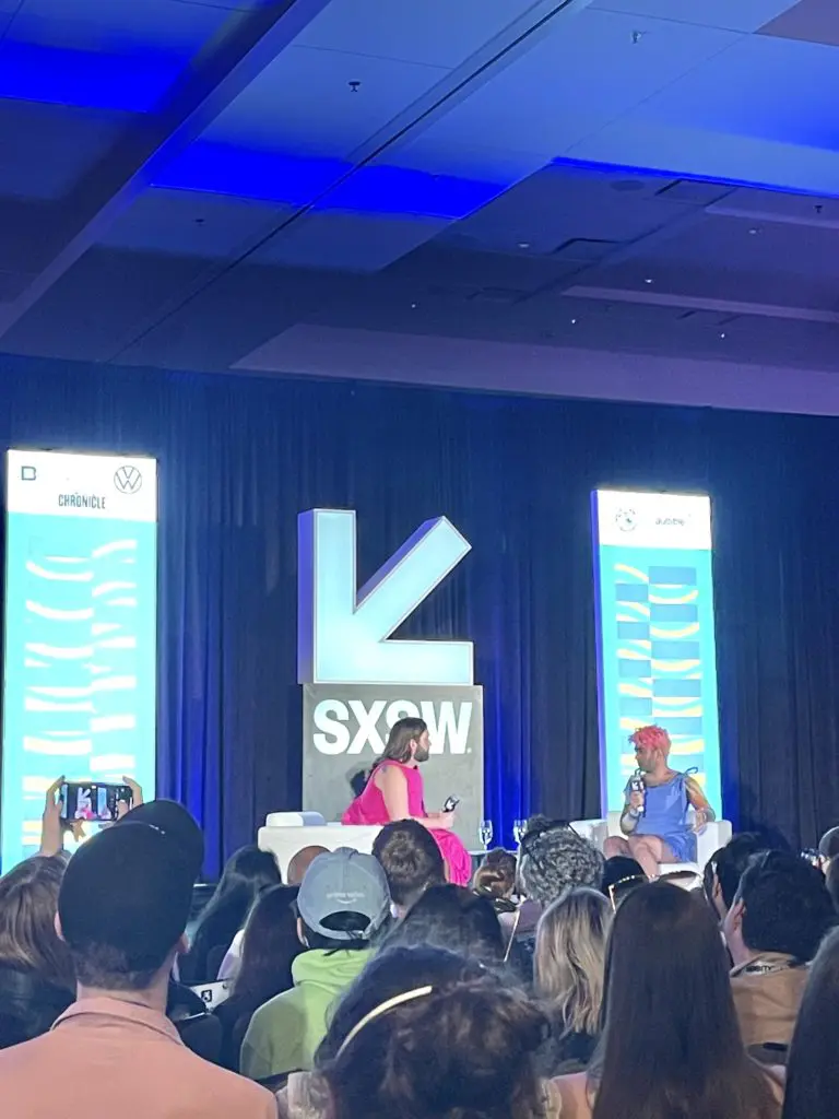 The morning of his pop-up opening, Van Ness spoke in a heartwarming SXSW session with friend and fellow LGBTQ+ Advocate, ALOK about their mission to de-gender the fashion and beauty industries. (Photo by Georgie Miller)