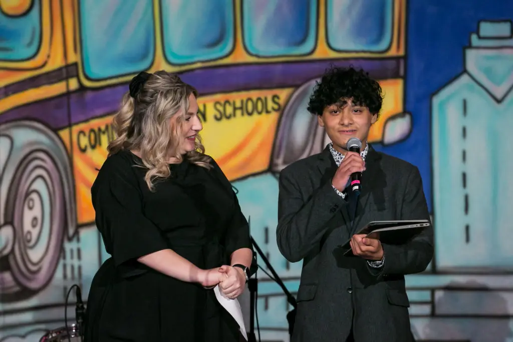 Joni Hine,  Heights High School student Jacob (Photo by Emily Jaschke)