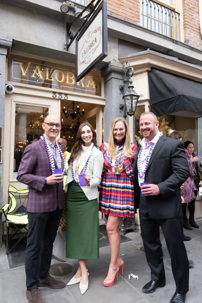 Dr. Jorge & April Salazar, Rachel & Tom Regan join the cocktail party at Valobra Master Jewelers in New Orleans' French Quarter (Photo by Daniel Ortiz)