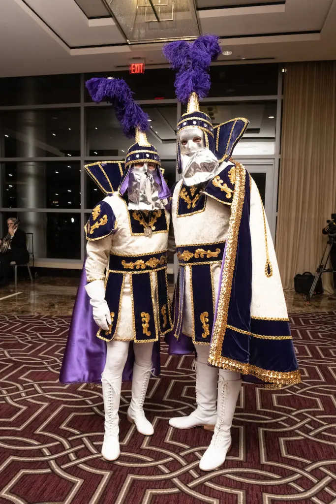 Knights of the Krewe of Hermes in their costumes at the white-tie-and-tails gala (Photo by Daniel Ortiz)