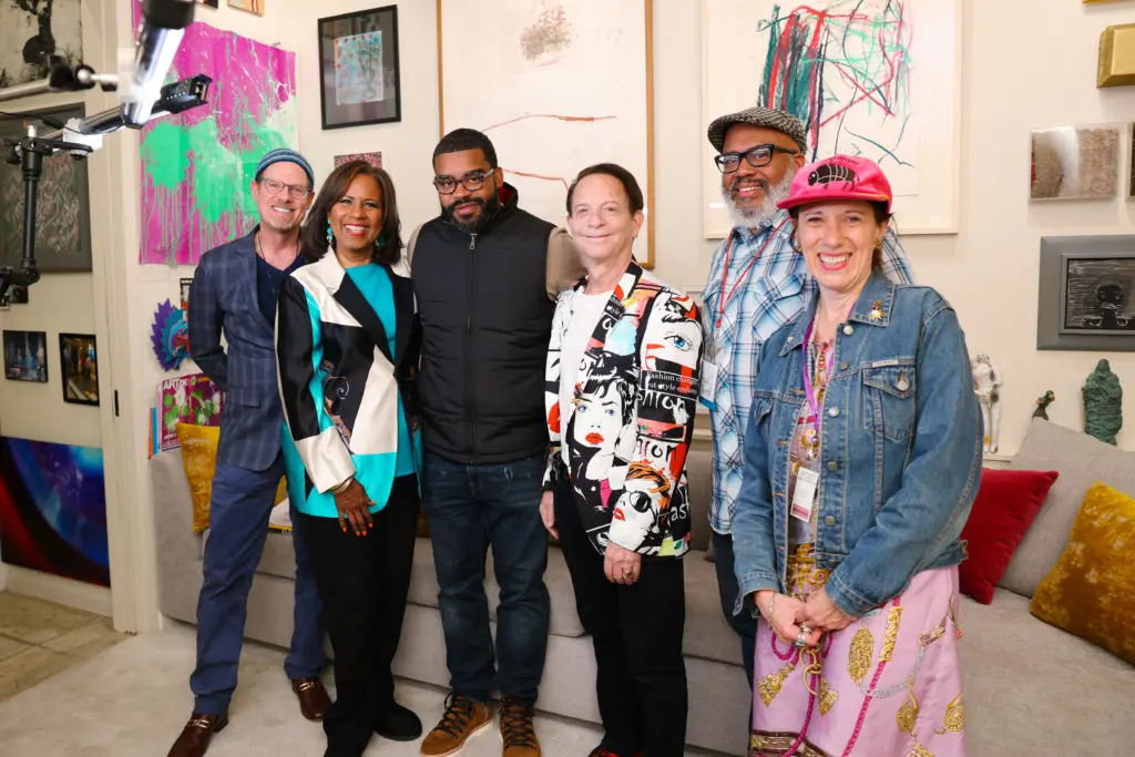 Marc Shindler, Melanie Lawson, LaMonté French, host Lester Marks, Trenton Doyle Hancock, Catherine D. Anspon (Photo by Johnny Than)