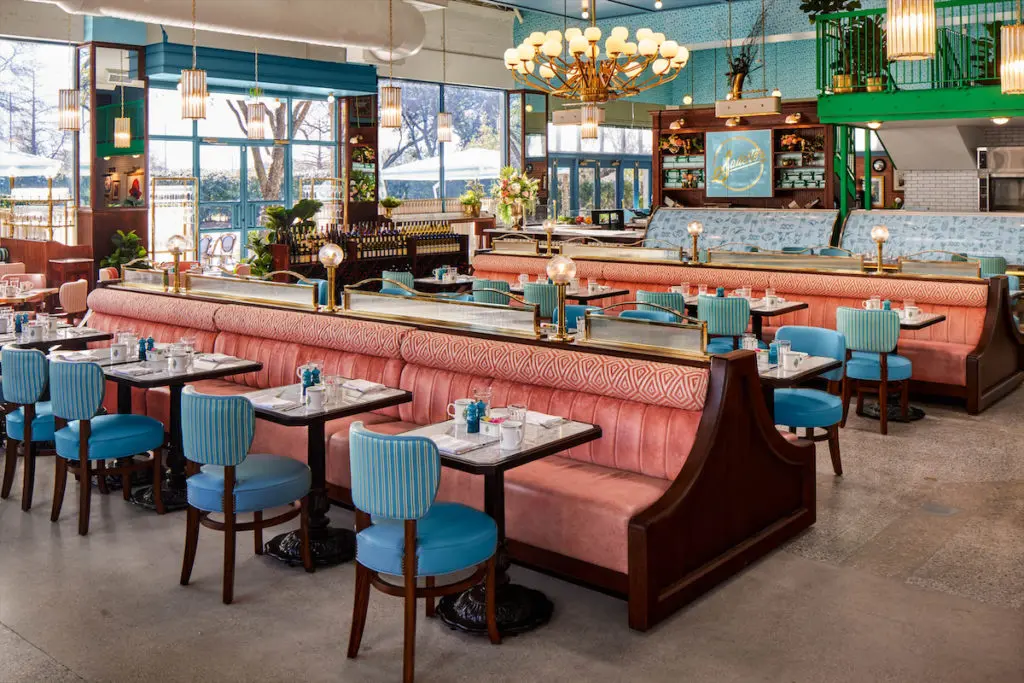 Lauded designer Ken Fulk has designed all five Sadelle’s location, but each has a different vibe in terms of colors and textures that reflect its city. (photo by Nathan Schroder)
