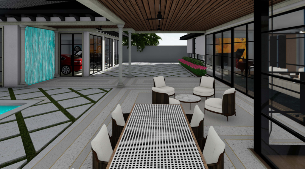 Al fresco dining is a highlight with this property (courtesy Douglas Elliman Real Estate).