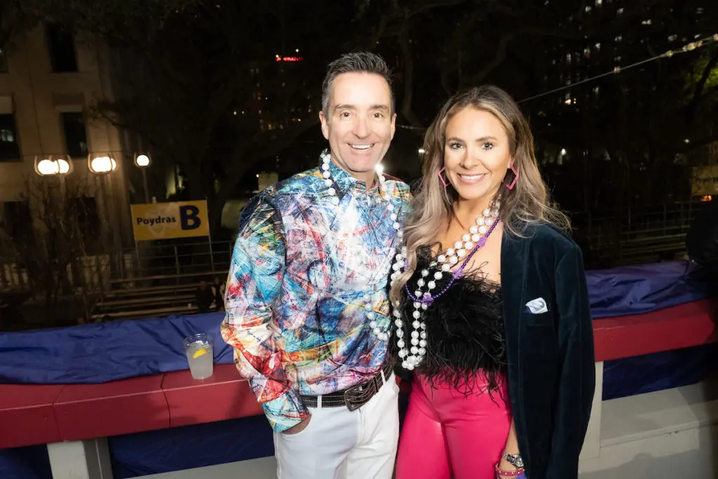 Sean Waggoner, Candace Brock at the Krewe of Hermes parade watch party (Photo by Daniel Ortiz)