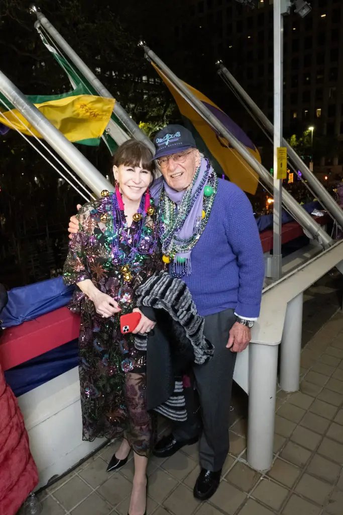 Shelby Hodge & Shafik Rifaat at the Krewe of Hermes parade watch party  (Photo by Daniel Ortiz)