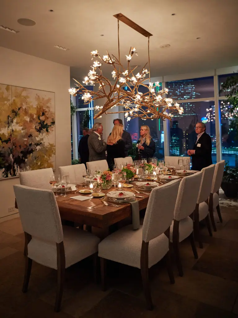 A beautifully set table for a dinner amongst the Dallas skyline. (Photo by Jonathan Zizzo)