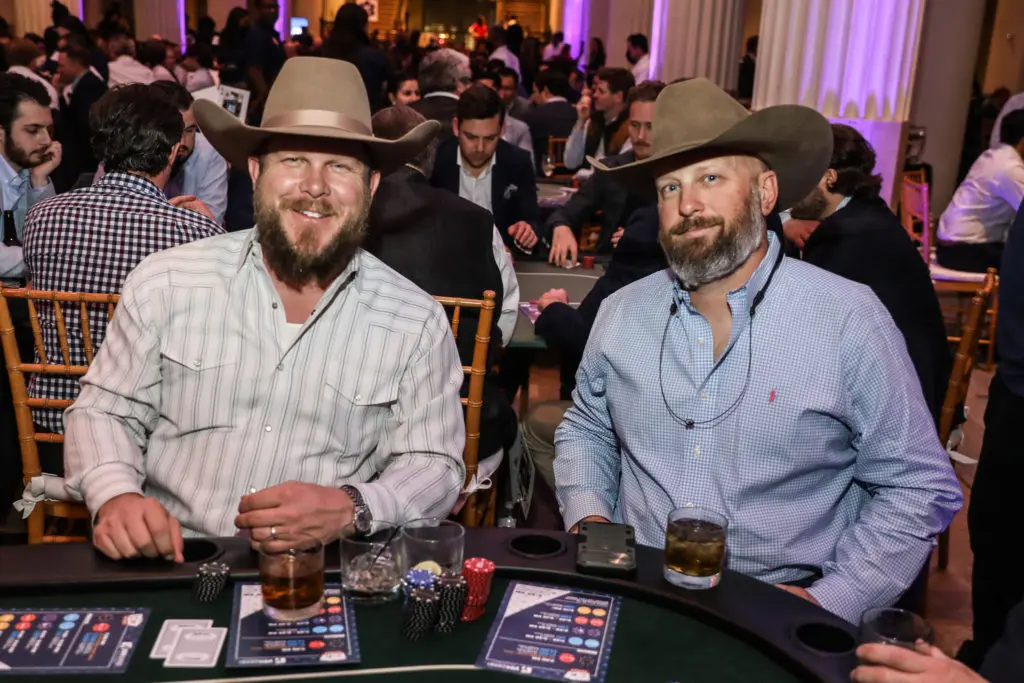 Jacob Boles, Matt Diffendal at the Oil & Gas Texas Hold 'Em tournament  (Photo by Priscilla Dickson)