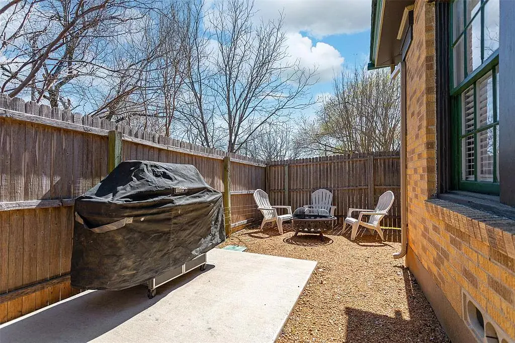 A cozy corner for a firepit in East Dallas. 