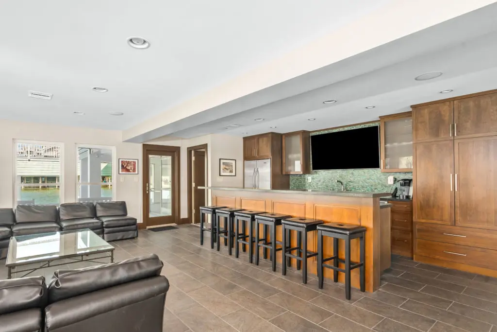 The ground floor game room at 16502 Bayfront Drive in Jamaica Beach (Photo by (Courtesy of Sonya Bertolino for Douglas Elliman Realty))