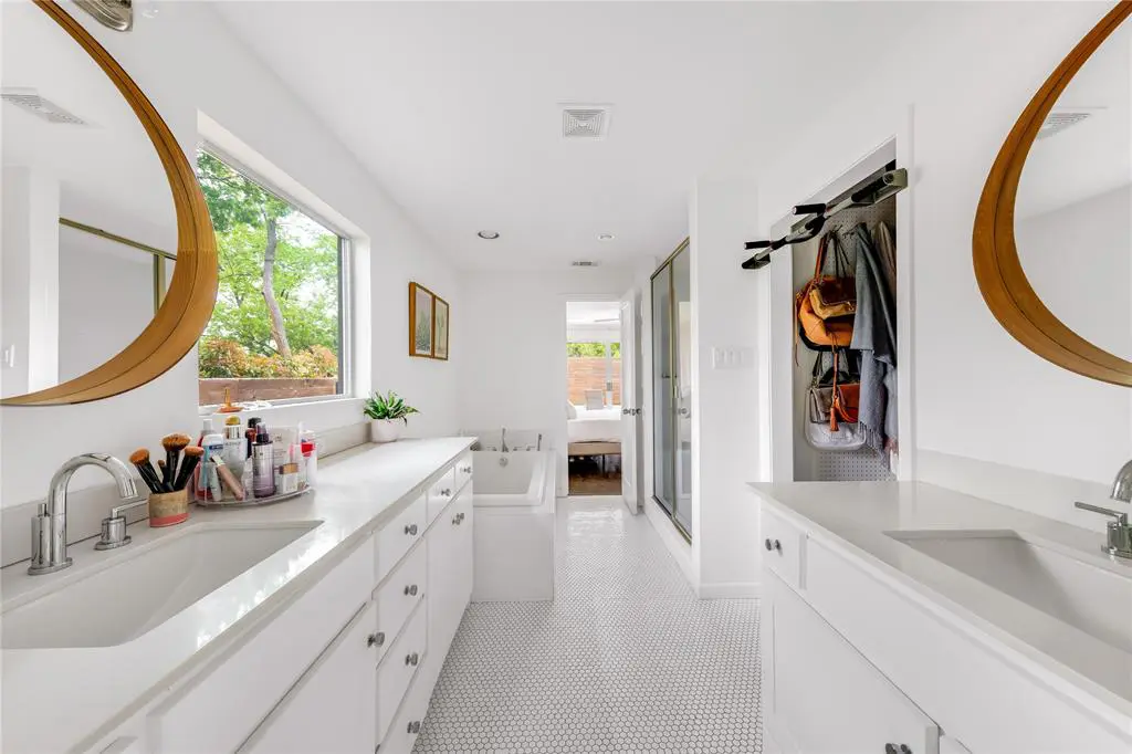 The master bathroom leads to a walk-in closet. 