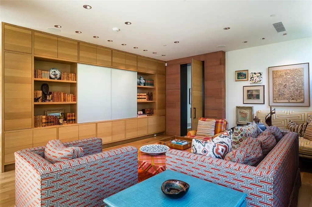 A warm, welcoming media room. 