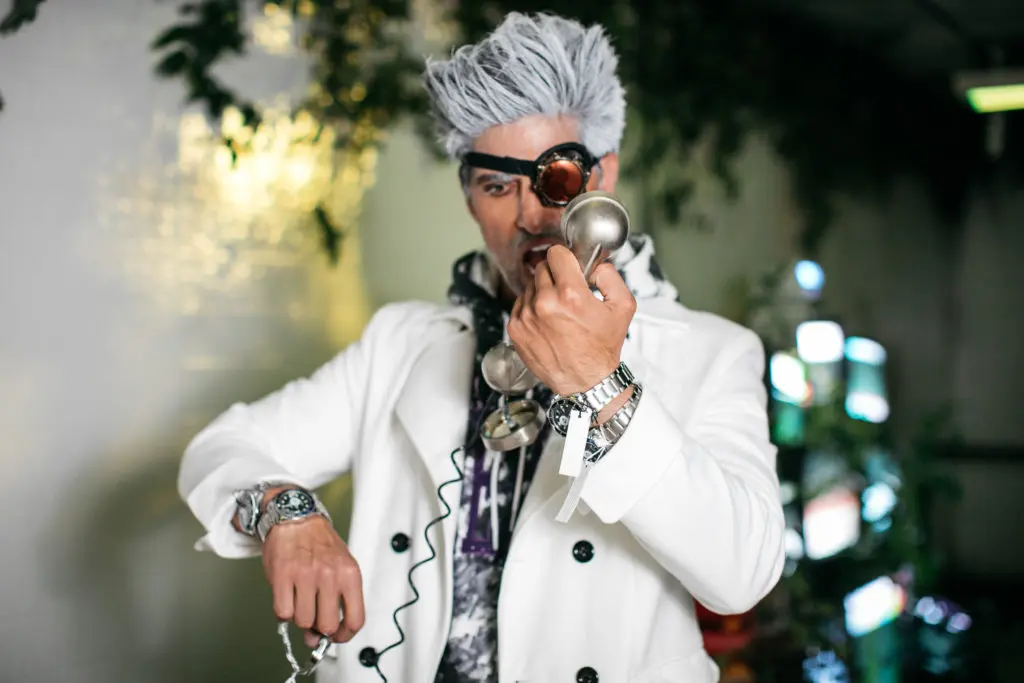 A time-obsessed scientist makes the rounds (Photo by Beckley & Co)