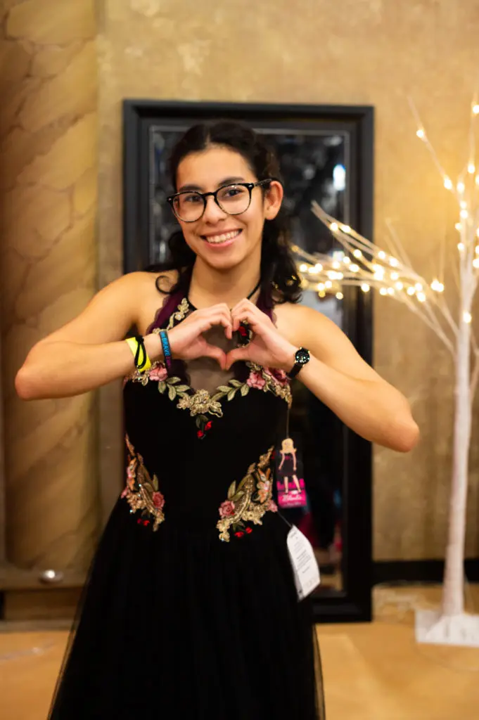 Channelview High School Senior Rachel Cardenas loves her prom dress with jeweled beading. (Photo by Sara Blair Design Photography)